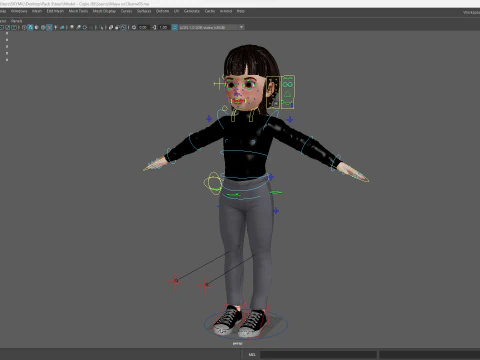 Charming Stylized Cartoon Toon Girl Rigged Character 3D Model