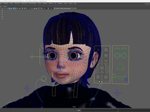 Charming Stylized Cartoon Toon Girl Rigged Character 3D Model