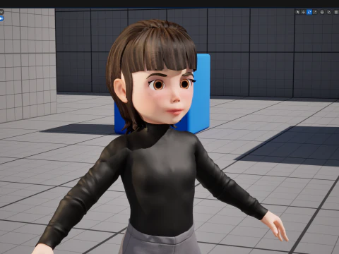 Charming Stylized Cartoon Toon Girl Rigged Character 3D Model