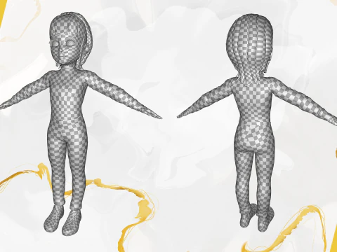 Charming Stylized Cartoon Toon Girl Rigged Character 3D Model
