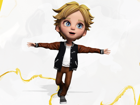 Blue Eyes Stylized Toon 3D Boy Cartoon Character Rigged Modello 3D