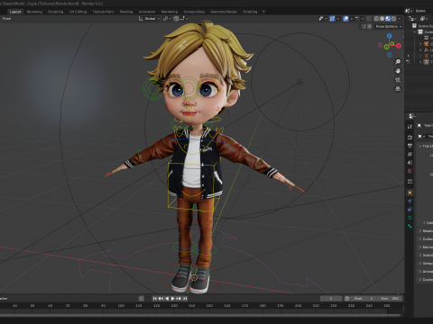 Blue Eyes Stylized Toon 3D Boy Cartoon Character Rigged Modello 3D
