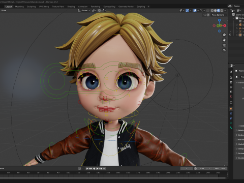 Blue Eyes Stylized Toon 3D Boy Cartoon Character Rigged Modello 3D