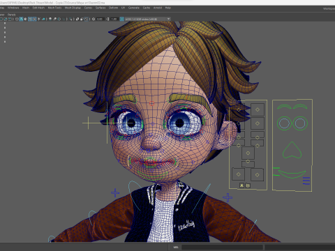 Blue Eyes Stylized Toon 3D Boy Cartoon Character Rigged Modello 3D