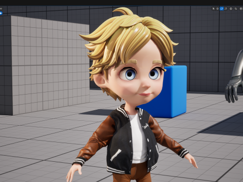 Blue Eyes Stylized Toon 3D Boy Cartoon Character Rigged Modello 3D