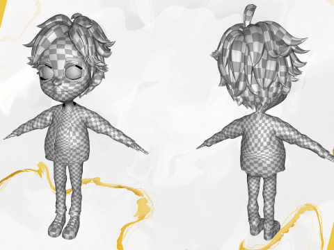 Blue Eyes Stylized Toon 3D Boy Cartoon Character Rigged Modello 3D