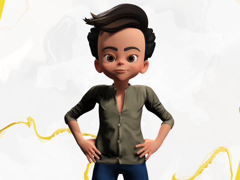 Energetic 3D Cartoon Boy Character Rigged Adventurous Model 3D