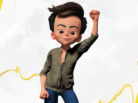 Energetic 3D Cartoon Boy Character Rigged Adventurous Model 3D