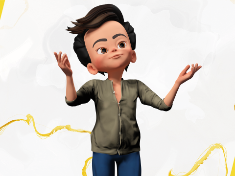 Energetic 3D Cartoon Boy Character Rigged Adventurous Model 3D