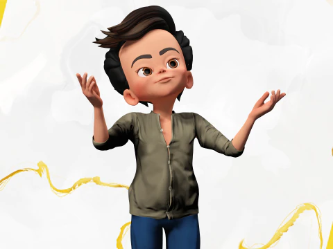 ऊर्जावान 3डी कार्टून बॉय चरित्र साहसी साहसी 3D मॉडल