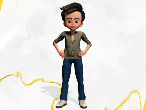 Energetic 3D Cartoon Boy Character Rigged Adventurous Model 3D