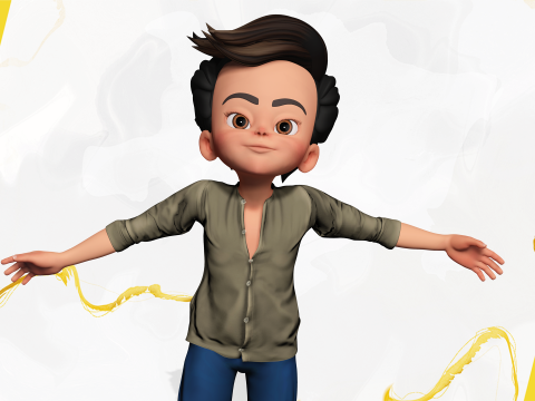 Energetic 3D Cartoon Boy Character Rigged Adventurous Model 3D