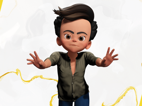 Energetic 3D Cartoon Boy Character Rigged Adventurous Model 3D