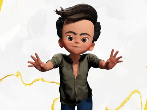 ऊर्जावान 3डी कार्टून बॉय चरित्र साहसी साहसी 3D मॉडल