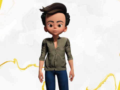 Energetic 3D Cartoon Boy Character Rigged Adventurous Model 3D