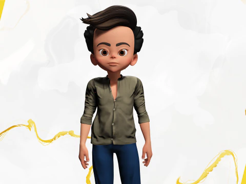 ऊर्जावान 3डी कार्टून बॉय चरित्र साहसी साहसी 3D मॉडल