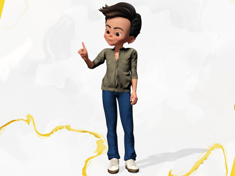 Energetic 3D Cartoon Boy Character Rigged Adventurous Model 3D
