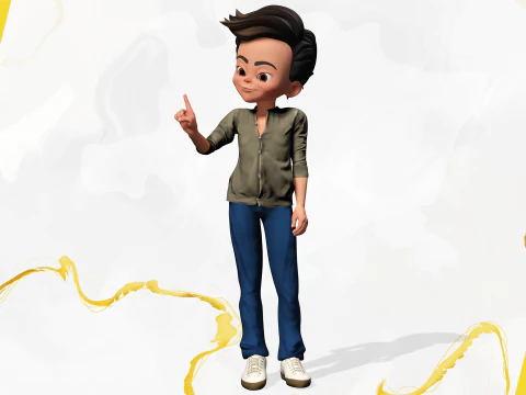 ऊर्जावान 3डी कार्टून बॉय चरित्र साहसी साहसी 3D मॉडल