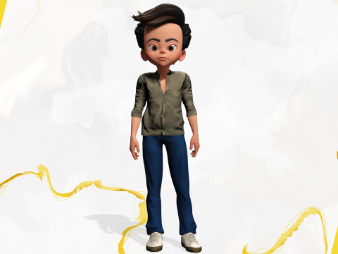 Energetic 3D Cartoon Boy Character Rigged Adventurous Model 3D