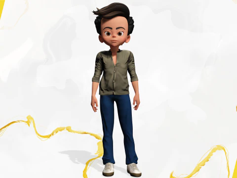 ऊर्जावान 3डी कार्टून बॉय चरित्र साहसी साहसी 3D मॉडल