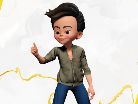 Energetic 3D Cartoon Boy Character Rigged Adventurous Model 3D