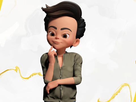 ऊर्जावान 3डी कार्टून बॉय चरित्र साहसी साहसी 3D मॉडल