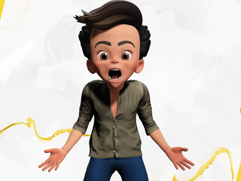 Energetic 3D Cartoon Boy Character Rigged Adventurous Model 3D