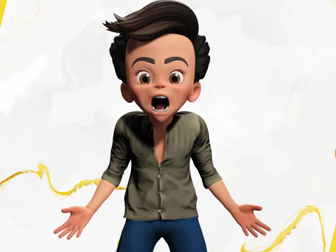 ऊर्जावान 3डी कार्टून बॉय चरित्र साहसी साहसी 3D मॉडल