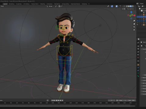 ऊर्जावान 3डी कार्टून बॉय चरित्र साहसी साहसी 3D मॉडल