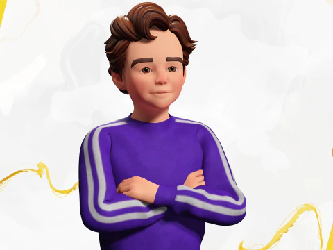 Stylized Toon Boy in Sporty Outfit Rigged 3D Character Athle 3D Model