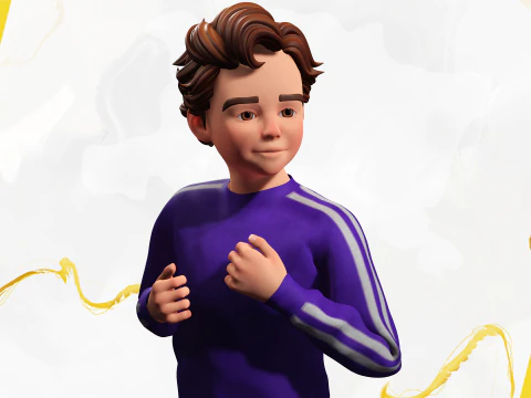 Stylized Toon Boy in Sporty Outfit Rigged 3D Character Athle 3D Model