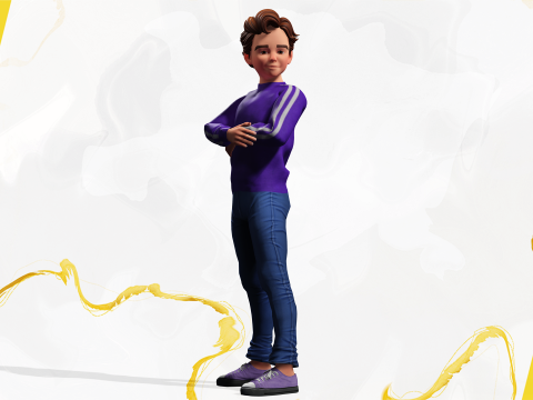Stylized Toon Boy in Sporty Outfit Rigged 3D Character Athle 3D Модель