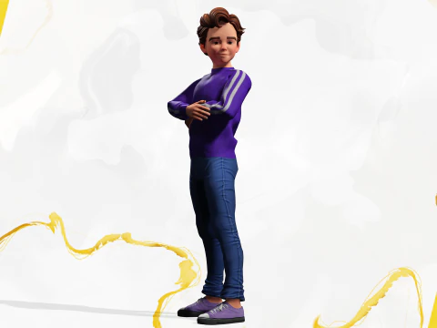 Stylized Toon Boy in Sporty Outfit Rigged 3D Character Athle 3D Model