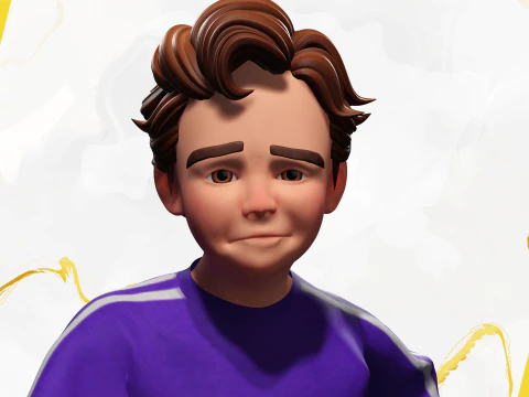 Stylized Toon Boy in Sporty Outfit Rigged 3D Character Athle 3D Model
