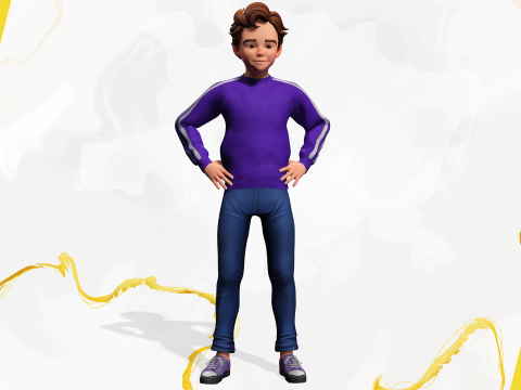 Stylized Toon Boy in Sporty Outfit Rigged 3D Character Athle 3D Модель