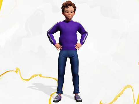 Stylized Toon Boy in Sporty Outfit Rigged 3D Character Athle 3D Model