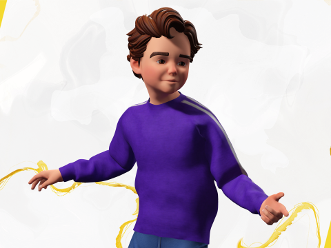 Stylized Toon Boy in Sporty Outfit Rigged 3D Character Athle 3D Модель
