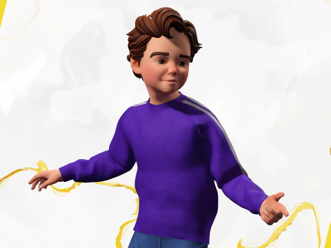 Stylized Toon Boy in Sporty Outfit Rigged 3D Character Athle 3D Model