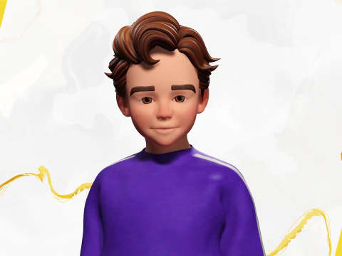 Stylized Toon Boy in Sporty Outfit Rigged 3D Character Athle 3D Model