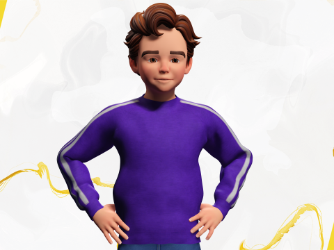 Stylized Toon Boy in Sporty Outfit Rigged 3D Character Athle 3D Модель
