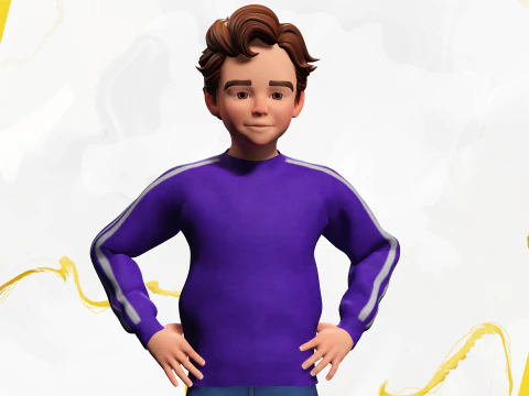 Stylized Toon Boy in Sporty Outfit Rigged 3D Character Athle 3D Model