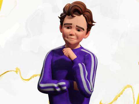 Stylized Toon Boy in Sporty Outfit Rigged 3D Character Athle 3D Model