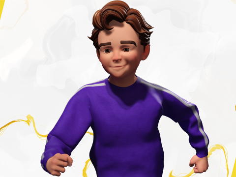 Stylized Toon Boy in Sporty Outfit Rigged 3D Character Athle 3D Модель