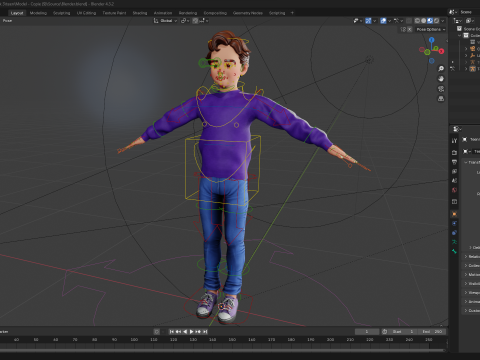 Stylized Toon Boy in Sporty Outfit Rigged 3D Character Athle 3D Модель