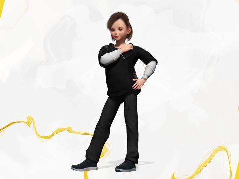 Adorable Stylized Girl Character Game Ready Charming 3d Cart 3D 모델