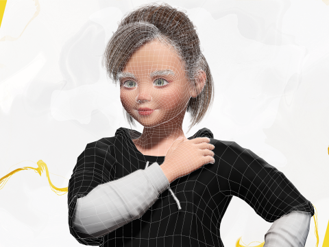 Adorable Stylized Girl Character Game Ready Charming 3d Cart 3D 모델