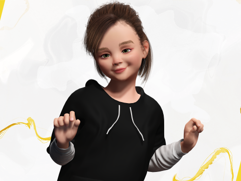 Adorable Stylized Girl Character Game Ready Charming 3d Cart 3D 모델