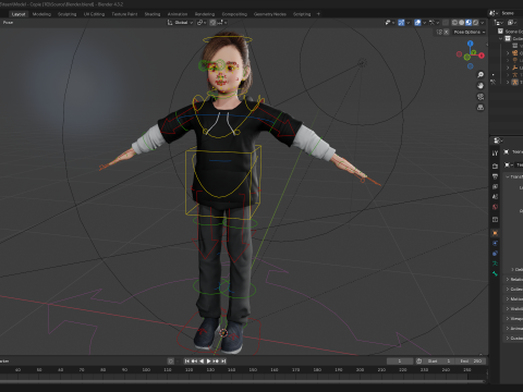 Adorable Stylized Girl Character Game Ready Charming 3d Cart 3D 모델