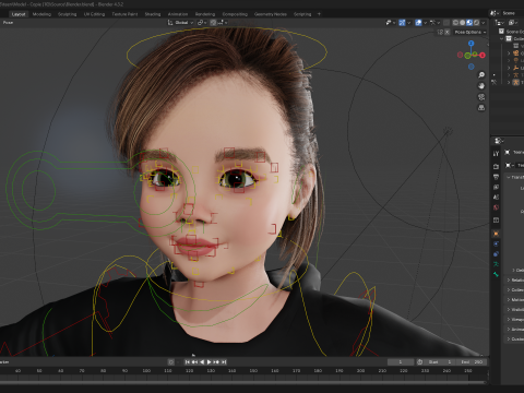 Adorable Stylized Girl Character Game Ready Charming 3d Cart 3D 모델