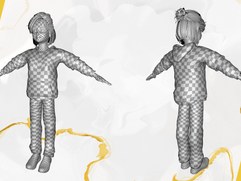 Adorable Stylized Girl Character Game Ready Charming 3d Cart 3D 모델